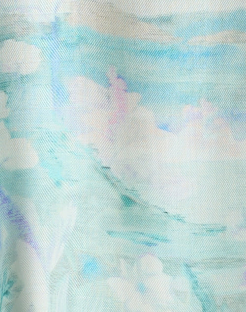 Aqua-Printed Luxury Cashmere Silk Poncho by Rani Arabella