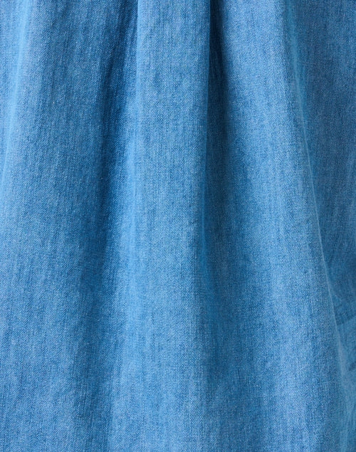 Comfortable Cotton Denim Fiona Sleeveless Blouse with Ruffle Collar