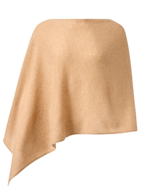Soft Camel-colored Cashmere Ruana Poncho for Cool Weather