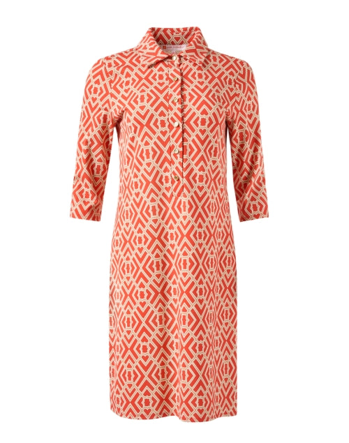 Stylish Orange Geometric Print Susanna Dress for Daytime