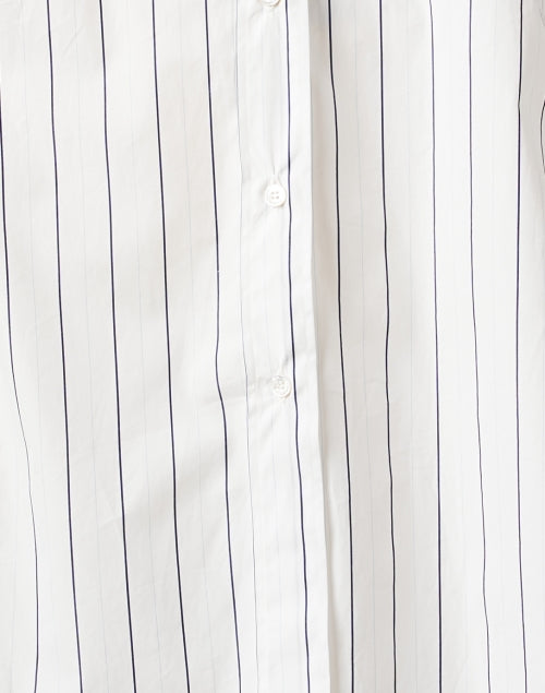 White Striped Silk-Backed Panel Cotton Blouse by Weekend Max Mara