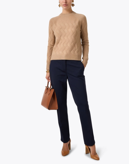 Luxurious 100% Cashmere Camel Cable - Knit Sweater for Versatile Wear