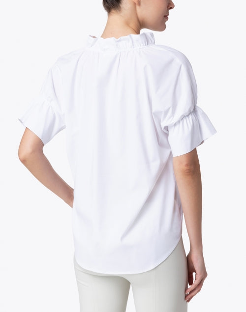Crosby Crisp White Silky Cotton Blend Poplin Women's Top for Workweek