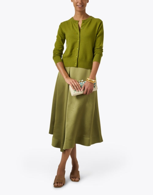 Elegant Green Draped Women's Midi Skirt