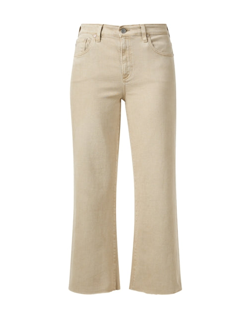Saige Beige Wide-Leg Ankle-Cropped Denim Jeans