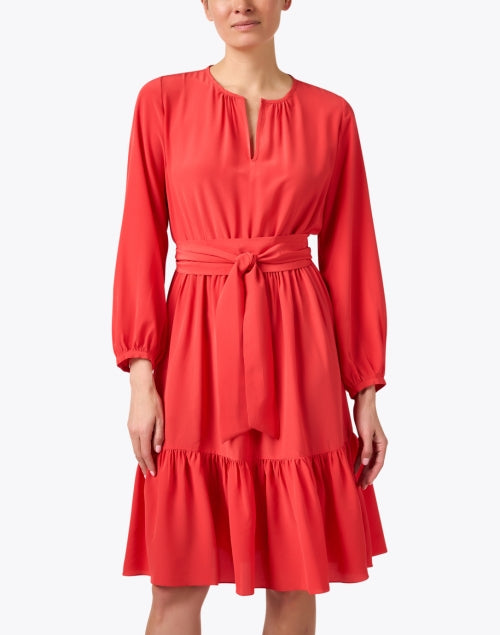 Exquisite Coral Print Silk Women's Dress by Pauline