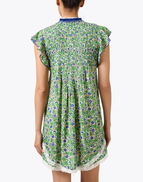 Stylish Blue and Green Floral Printed Mini Dress by Poupette St Barth - Sasha Style