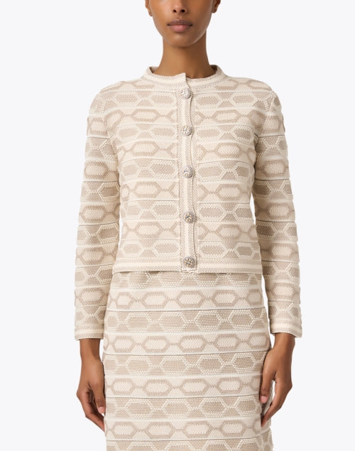 Beige Women's Chain Knit Fashion Jacket for Seasonal Wear
