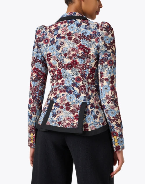 Stylish Floral-Printed Blazer with Puffed Shoulders and Flap Pockets