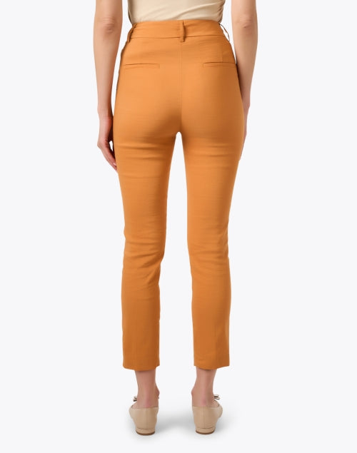 Stylish Lyon Orange Cotton - Linen Blend Slim - Leg Trousers