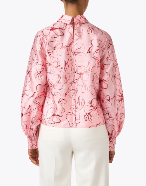 Stylish Pink Metallic Foil Floral Printed Flowy Top