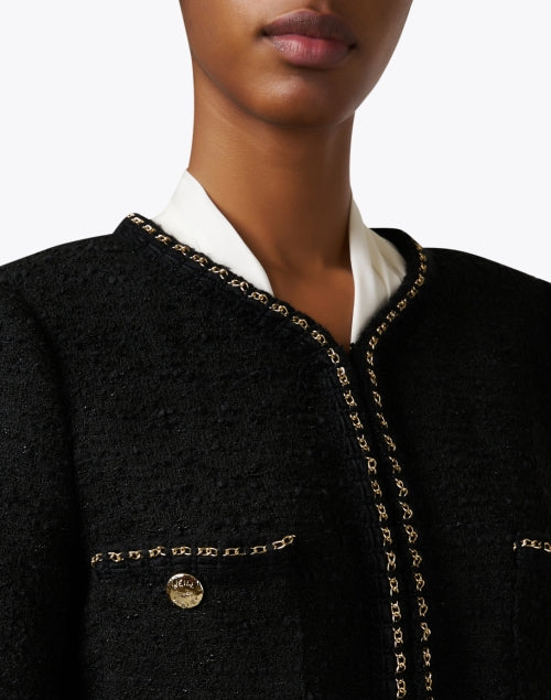 Stylish Black Metallic Tweed Men's Jacket with Gold Accents