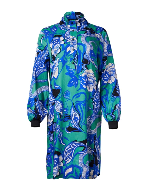 Marc Cain Sports Blue Multi-Colored Paisley Patterned Women's Dress