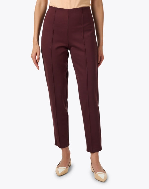 Elegant Bordeaux Red Pull-On Women's Equestrian-Style Trousers