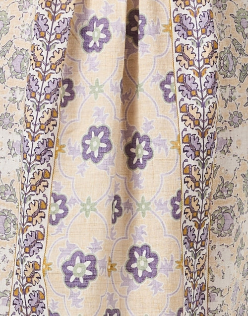 Naama Ladies' Purple and Yellow Floral Printed Midi Dress for Women