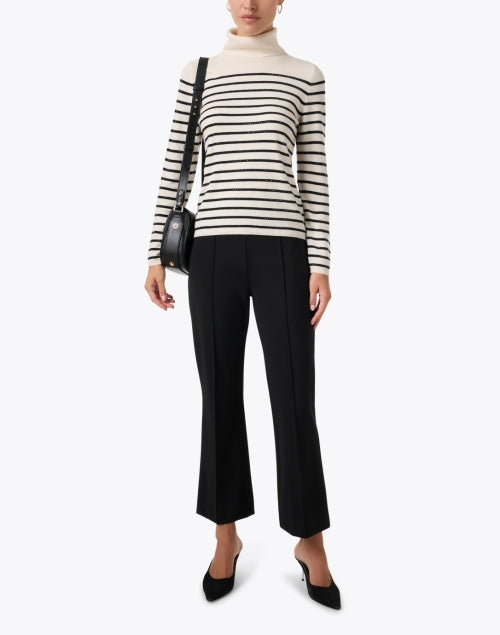 Stylish Cream and Ebony Striped Wool-Cashmere Blend Sweater for the Season