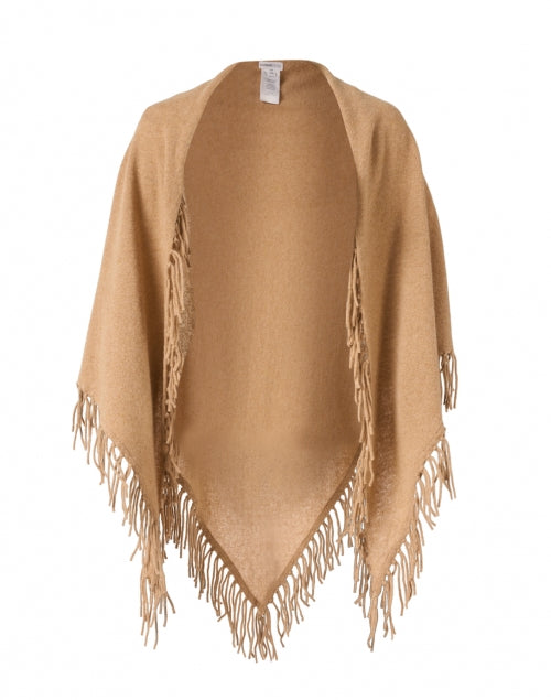Luxurious Italian Camel Cashmere Shawl with Fringe Trim