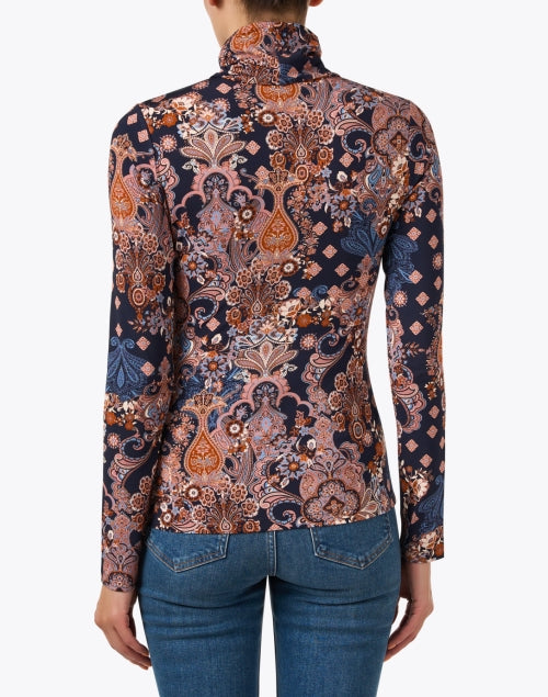 Piper Multicolored Printed Slim - Stretch Women's Turtleneck Top