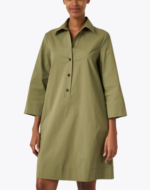 Stylish Green Cotton Poplin Women's Dress for Versatile Wear