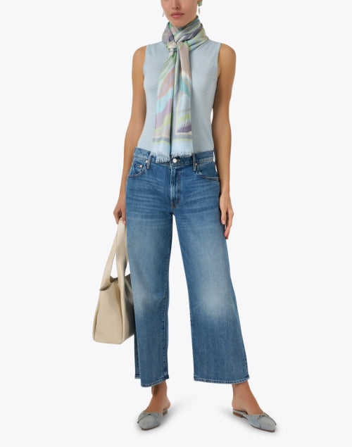 Surf Blue Women's Sleeveless Silk Cashmere Knit Top for Transitional Wardrobe