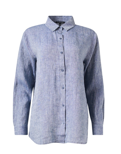 Soft Blue Chambray Linen Women's Top for New Season