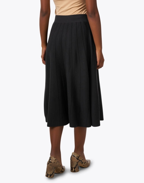 Stylish Charcoal Grey Elastic-Waist Ribbed Midi A-Line Skirt