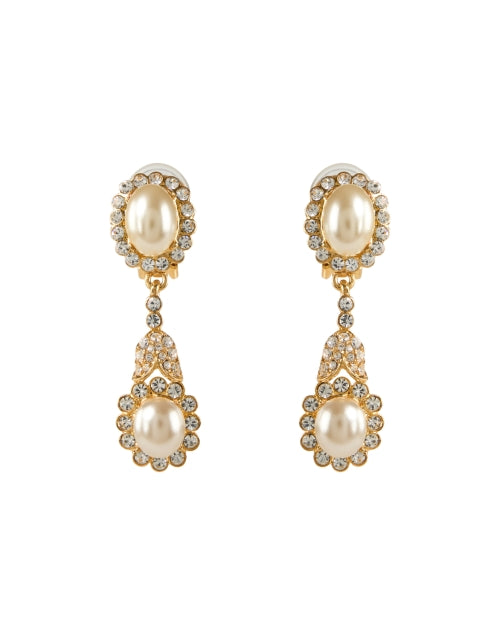 Gorgeous Gold - Tone Pearl and Crystal Drop Earrings by Kenneth Jay Lane