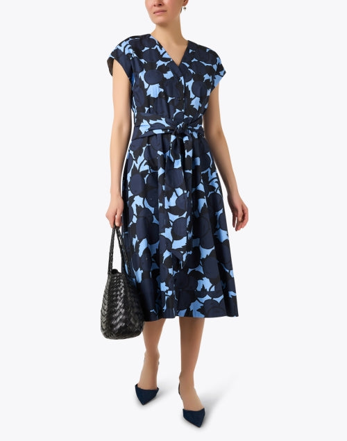Stylish Rosia Cotton Dress with Black and Blue Print