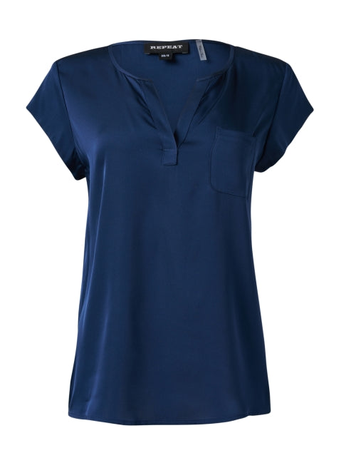 Navy Luxury Silk - Blend Relaxed - Fit Blouse