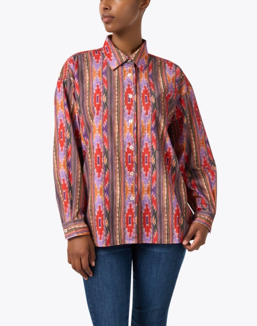 Stylish Nepal Multi - Printed Cropped Button - Front Top