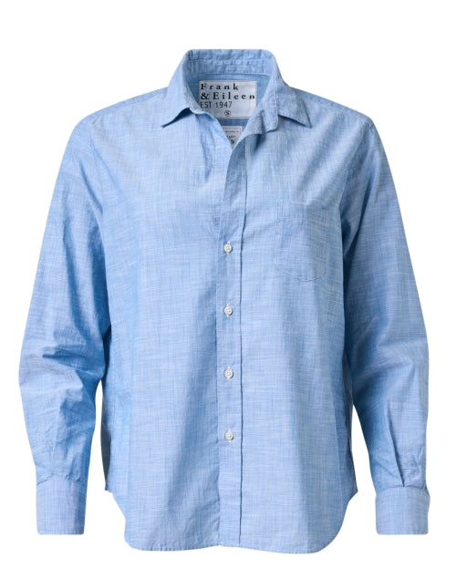 Stylish Eileen Women's Blue Cotton Button - Down Shirt
