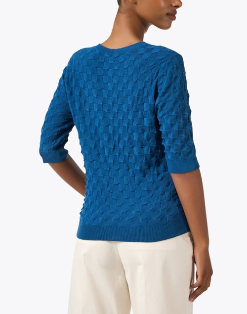 Stylish Blue Textured Cotton Sweater for Casual Wear