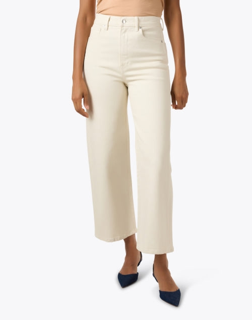 Merida Beige Stretchable Wide-Leg Ankle-Fit Denim Jeans