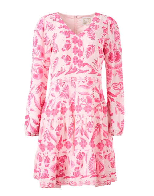 Gorgeous Pink Geometric Floral Women's Summer Dress