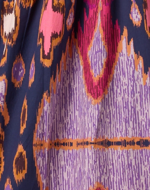 Stylish Lucie Multi-Colored Ikat Print Women's Cotton Dress