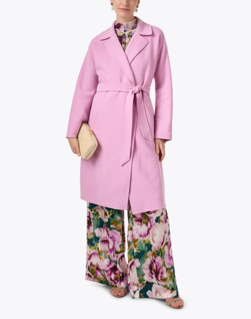 Charming Pink Wool Blend Wrap Civada Coat for Women