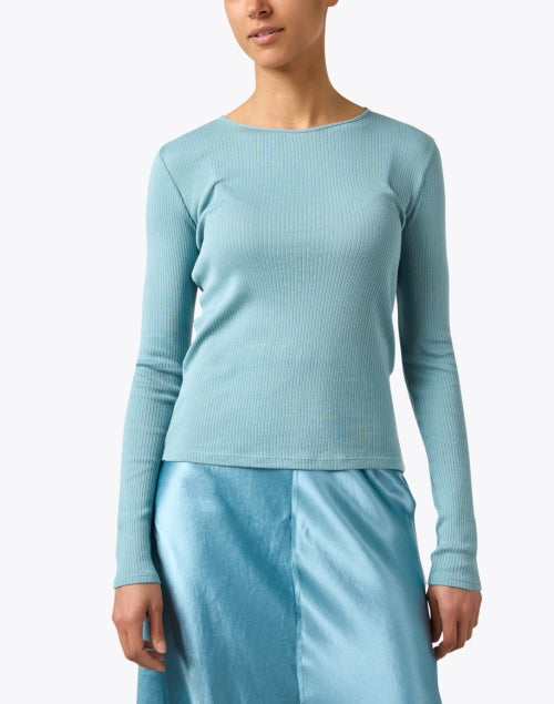 Aqua Blue Ribbed Casual Cotton Shirt for Everyday Wear