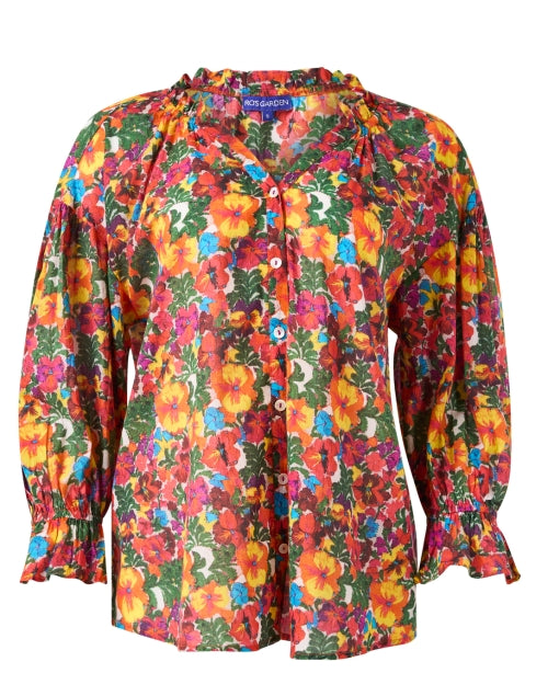 Rachel Cotton Blouse with Vibrant Multi - Floral Print