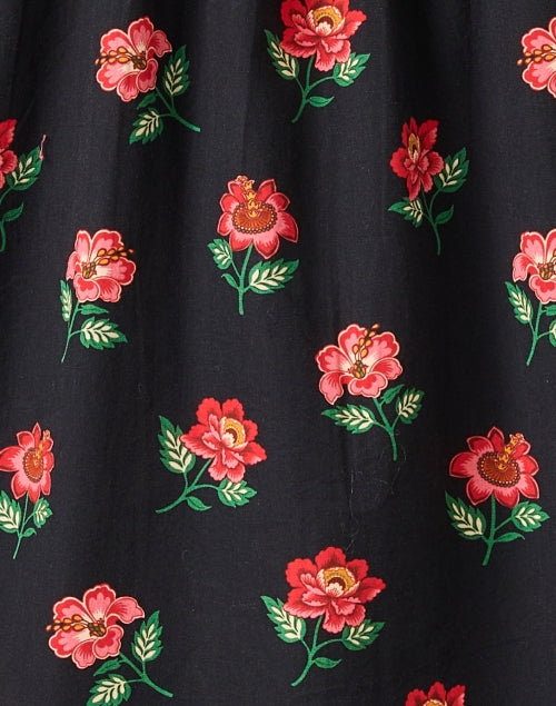 Nell Women's Black and Crimson Floral Mini Dress