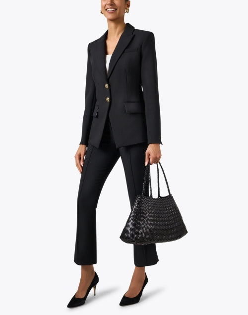 Feminine Black Izara Dickey Jacket with Gold Button Decoration