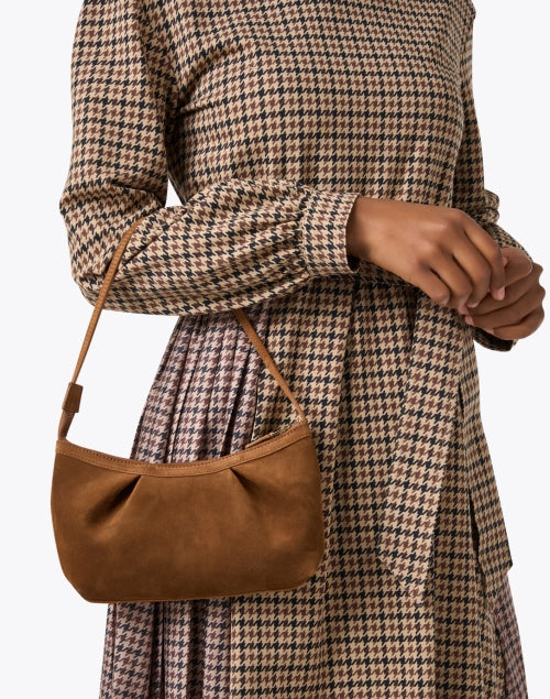Stylish Dimple Design Cognac - Colored Suede Women's Shoulder Handbag