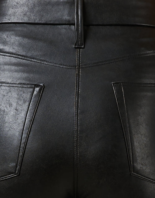 Ray Cambio Black Stretch Vegan Leather Cropped Slim-Fit Pants