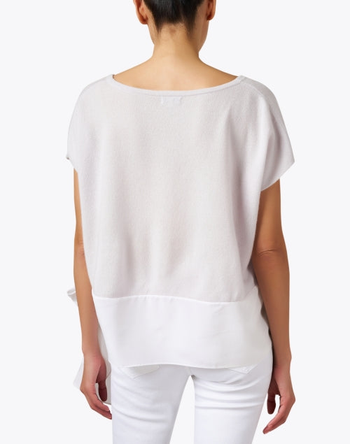 Cortland Park's Stylish Grey and White Luxurious Cashmere Knit Top