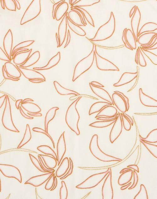 Exquisite Ivory Floral Decorated Merino Wool Fashion Scarf