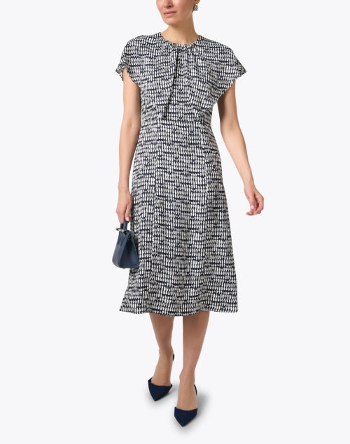 Stylish Domicia Black-and-White Patterned Women's Midi Dress