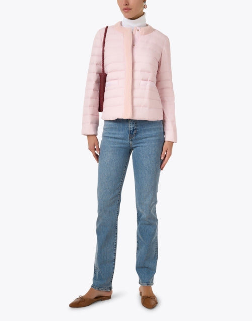 Light Pink Fashionable Cortland Park Down Feather Filled Puffer Jacket for Seasonal Wear