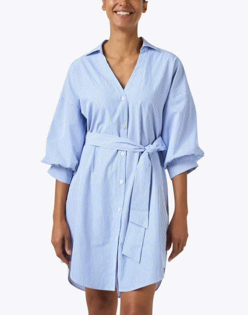 Stylish Kate Blue and White Striped Women's Mini Dress