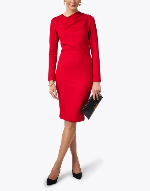 Chloe Kristyn's Bianca Red Ponte Knitted Women's Dress for Various Events