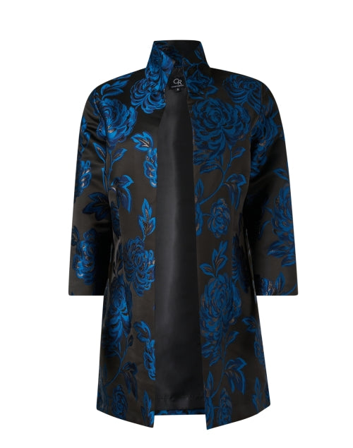 Rita Floral Jacket in Stunning Black and Blue Hues