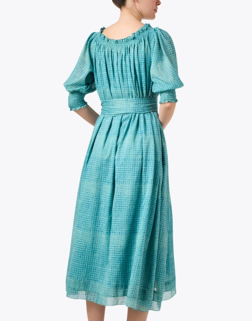 Stylish Turquoise Mosaic Patterned Featherweight Cotton Dress